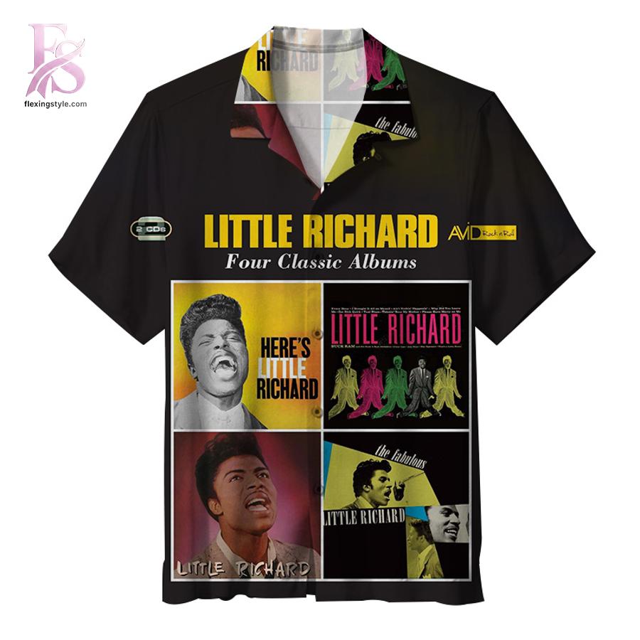 Little Richard Four Classic Album Hawaiian Shirt 1 Hawaiian shirt featuring an album cover inspired music-themed design