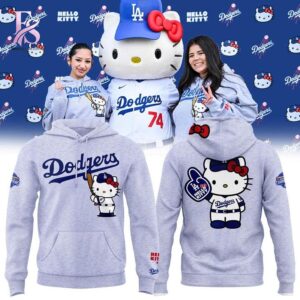 Stylish display of Los Angeles Dodgers 2026 Hello Kitty Night grey Hoodie 1 with clean details and trendy look.