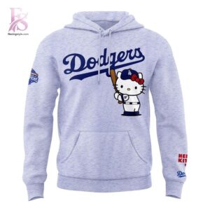 Stylish display of Los Angeles Dodgers 2026 Hello Kitty Night grey Hoodie 2 with clean details and trendy look.