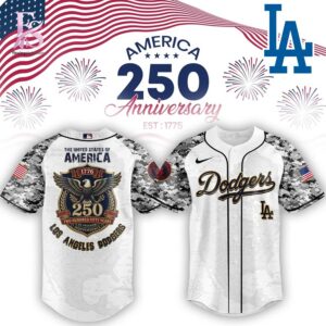 Los Angeles Dodgers America 250 Years of Independence Baseball Jersey 1 combines a modern look with comfortable wearability.