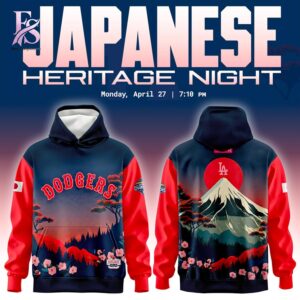 Stylish Los Angeles Dodgers Japanese Heritage Night 2026 Hoodie 1 product with smooth finish and modern casual look.