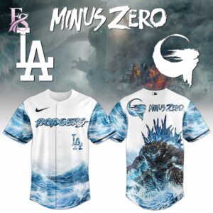 Stylish Los Angeles Dodgers Minus Zero The Great Blue Kaiju Baseball Jersey 1 product with smooth finish and modern casual look.