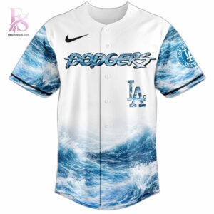 Stylish Los Angeles Dodgers Minus Zero The Great Blue Kaiju Baseball Jersey 2 product with smooth finish and modern casual look.