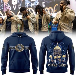 Stylish display of Love Three Notre Dame Fighting Irish 2026 Hoodie 1 with clean details and trendy look.