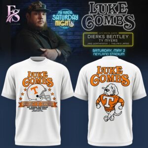Stylish fashion apparel with modern casual design and comfortable everyday fit Luke Combs Tennessee Volunteers My Kinda Saturday Night Tour 2026 Shirt 1
