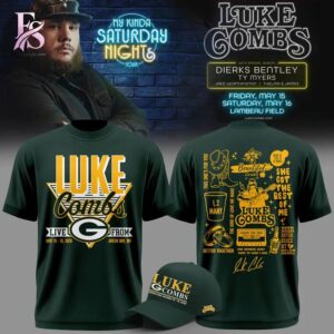 Stylish Luke Combs x Green Bay Packers My Kinda Saturday Night Tour 2026 Shirt 1 product with smooth finish and modern casual look.