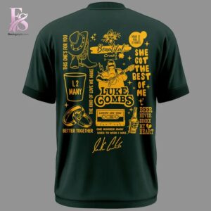 Stylish Luke Combs x Green Bay Packers My Kinda Saturday Night Tour 2026 Shirt 3 product with smooth finish and modern casual look.