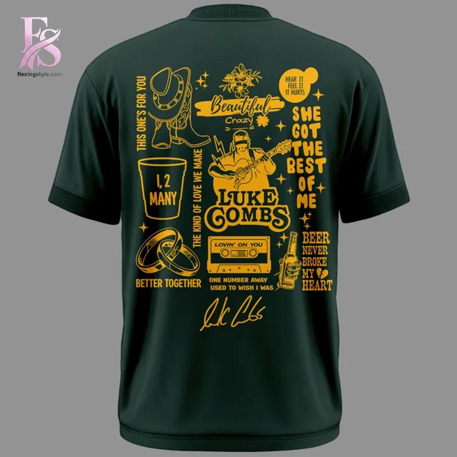 Stylish Luke Combs x Green Bay Packers My Kinda Saturday Night Tour 2026 Shirt 3 product with smooth finish and modern casual look.