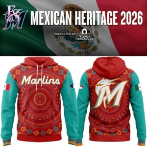 Stylish display of Miami Marlins 2026 Mexican Heritage Hoodie 1 with clean details and trendy look.