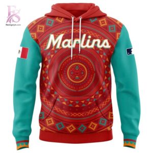 Stylish display of Miami Marlins 2026 Mexican Heritage Hoodie 2 with clean details and trendy look.