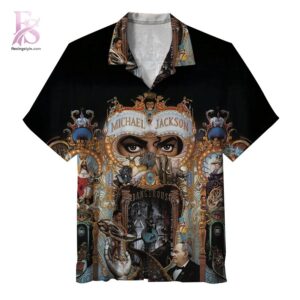 Michael Jackson Dangerous Album Hawaiian Shirt 1 showcasing a bold all-over album-inspired print