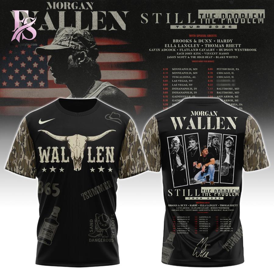 Stylish fashion product featuring modern design details and premium quality craftsmanship Morgan Still The Problem 2026 World Tour Shirt 1