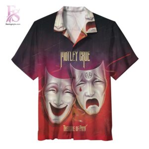 Tropical Hawaiian shirt with vibrant floral patterns and relaxed summer fit Motley Crue Theatre of Pain Hawaiin Shirt 1