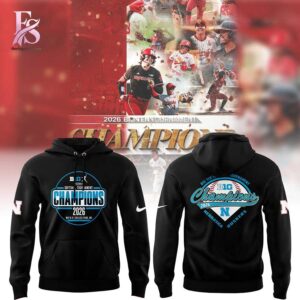 Stylish display of Nebraska Softball 2026 BIG TEN TOURNAMENT CHAMPIONS Hoodie 1 1 with clean details and trendy look.