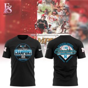 Stylish display of Nebraska Softball 2026 BIG TEN TOURNAMENT CHAMPIONS Hoodie 3 1 with clean details and trendy look.