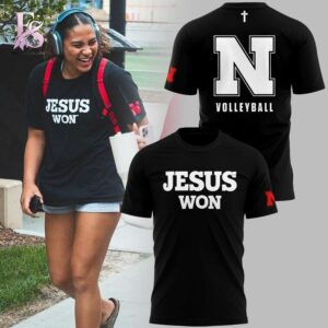 Stylish fashion apparel with modern casual design and comfortable everyday fit Nebraska Volleyball Jesus Won 2026 Shirt 1