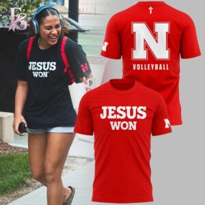 Stylish fashion apparel with modern casual design and comfortable everyday fit Nebraska Volleyball Jesus Won 2026 Shirt 2