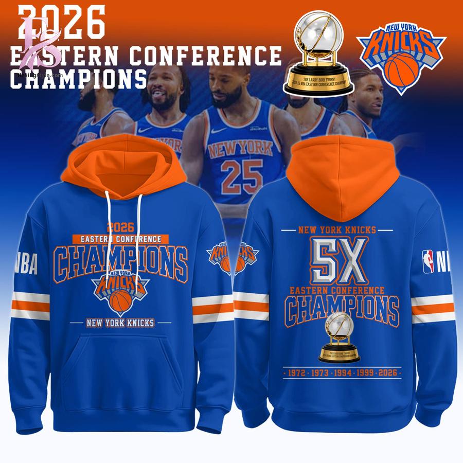 Trendy fashion product featuring premium fabric and contemporary streetwear style New York Knicks 2026 Eastern Conference Champions Hoodie 1