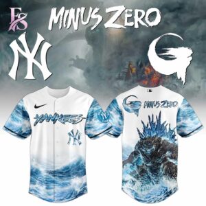 Stylish New York Yankees Minus Zero The Great Blue Kaiju Baseball Jersey 1 product with smooth finish and modern casual look.
