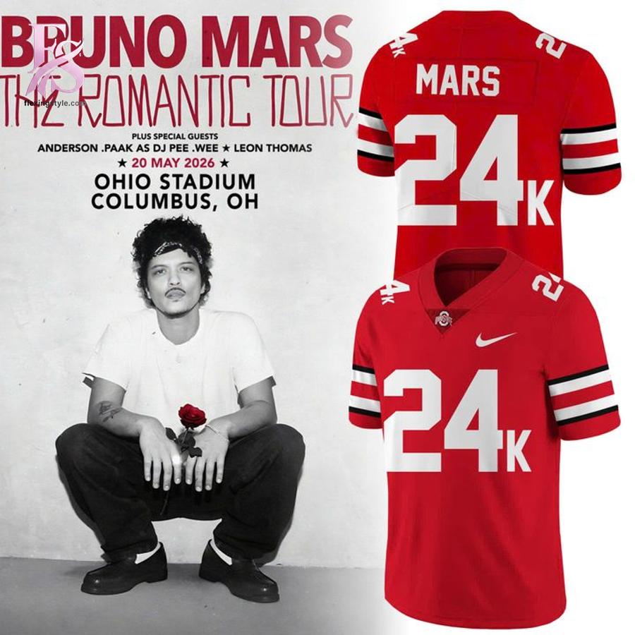 Ohio State Buckeyes x Bruno Mars 24K Football Jersey 1 combines a modern look with comfortable wearability.