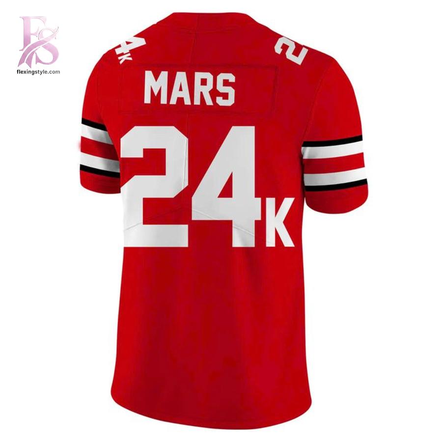 Ohio State Buckeyes x Bruno Mars 24K Football Jersey 3 combines a modern look with comfortable wearability.