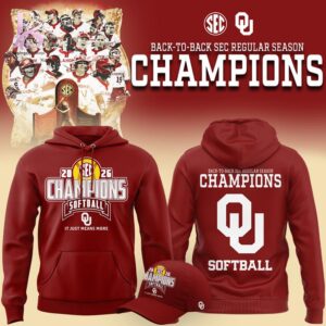 Stylish fashion apparel with modern casual design and comfortable everyday fit Oklahoma Softball Back to Back SEC Regular Season Champs 2026 Hoodie 1