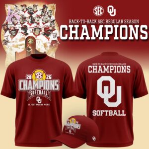 Stylish fashion apparel with modern casual design and comfortable everyday fit Oklahoma Softball Back to Back SEC Regular Season Champs 2026 Hoodie 2