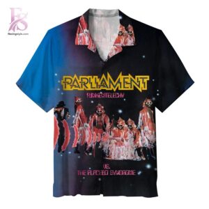 Parliament Funkentelechy vs the Placebo Syndrome Album Hawaiian Shirt 1 Hawaiian shirt featuring an album cover inspired music-themed design