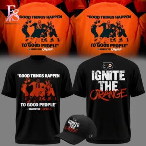 Philadelphia Flyers GOOD THINGS HAPPEN TO GOOD PEOPLE T shirt 4 combines a modern look with comfortable wearability.