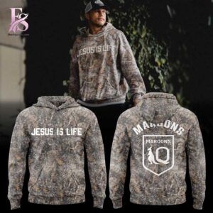 Trendy fashion product featuring premium fabric and contemporary streetwear style Queensland Maroons JESUS IS LIFE Camo Shirt 2