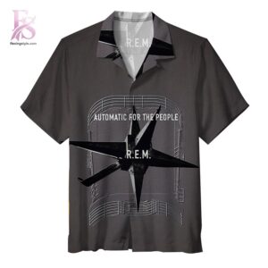 R E M Automatic for the People Album Hawaiian Shirt 1 Hawaiian shirt featuring an album cover inspired music-themed design
