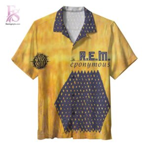 R E M Eponymous Album Hawaiian Shirt 1 Hawaiian shirt featuring an album cover inspired music-themed design