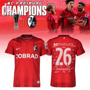 Stylish display of SC Freiburg Champion Europa League 2026 Shirt 1 with clean details and trendy look.