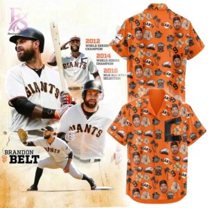 Stylish fashion product featuring modern design details and premium quality craftsmanship San Francisco Giants Brandon Belt Celebration Day Hawaiian Shirt 1