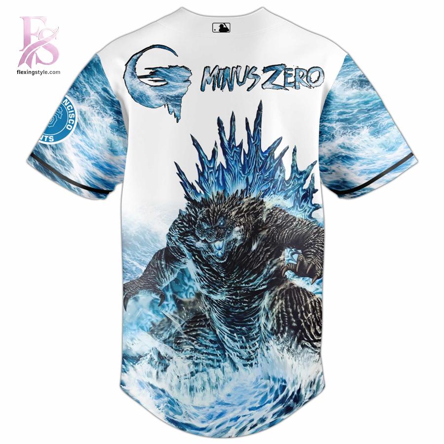 Stylish San Francisco Giants Minus Zero The Great Blue Kaiju Baseball Jersey 3 product with smooth finish and modern casual look.