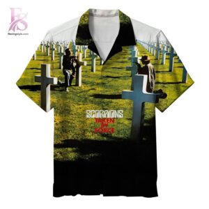 Scorpions Taken by Force Album Hawaiian Shirt 1 Hawaiian shirt featuring an album cover inspired music-themed design