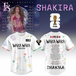 Stylish fashion apparel with modern casual design and comfortable everyday fit Shakira Waka Waka WC26 Celebration Baseball Jersey 1