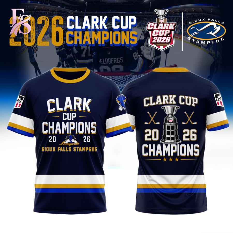Stylish Sioux Falls Stampede 2026 USHL Clark Cup Champions Hoodie 3 with a modern look and comfortable everyday appeal.