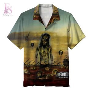 Tropical Hawaiian shirt with vibrant floral patterns and relaxed summer fit Slayer Christ illusion Album Hawaiian Shirt 1
