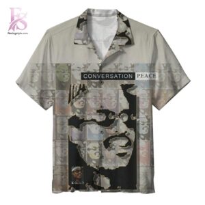 Tropical Hawaiian shirt with vibrant floral patterns and relaxed summer fit Stevie Wonder Conversation Peace Album Hawaiian Shirt 1