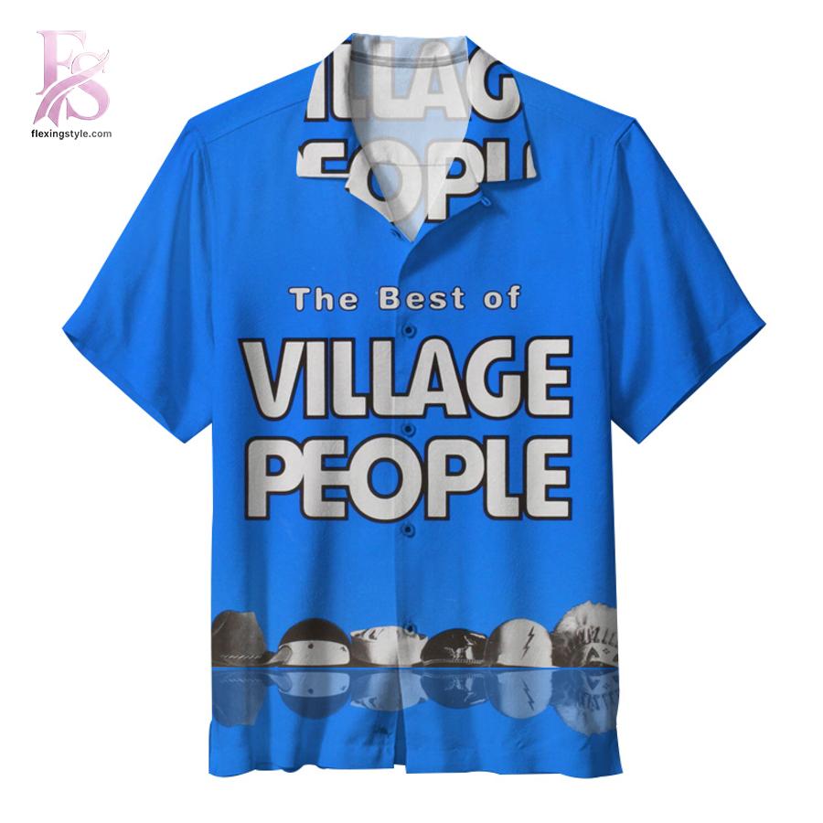 Lightweight Hawaiian shirt with palm leaf print perfect for beach vacations The Best Of Village People Hawaiian Shirt 1