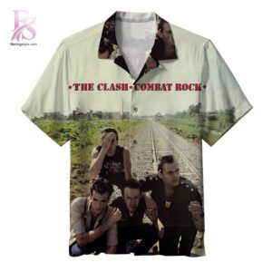 Tropical Hawaiian shirt with vibrant floral patterns and relaxed summer fit The Clash Combat Rock Hawaiin Shirt 1