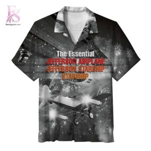 The Essential Jefferson Airplane Album Hawaiian Shirt 1 showcasing a bold all-over album-inspired print