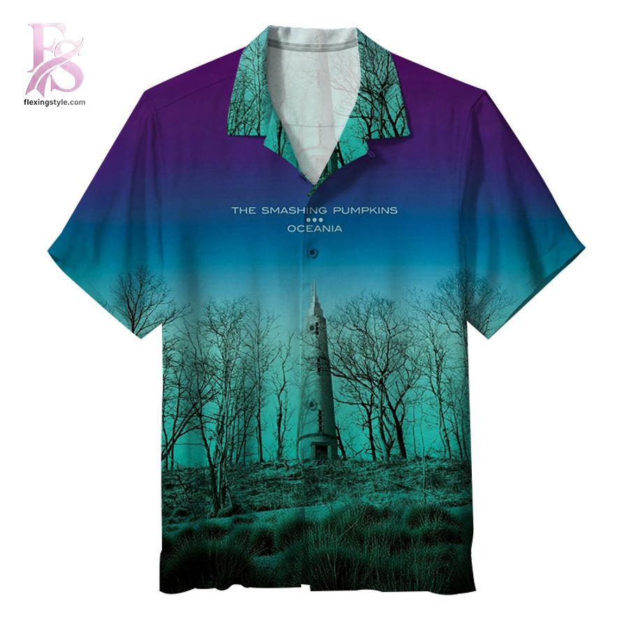 Tropical Hawaiian shirt with vibrant floral patterns and relaxed summer fit The Smashing Pumpkins Oceania Hawaiin Shirt 1