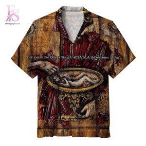Casual Hawaiian shirt featuring colorful island inspired artwork and short sleeves The Smashing Pumpkins The Machines of God Hawaiian Shirt 1