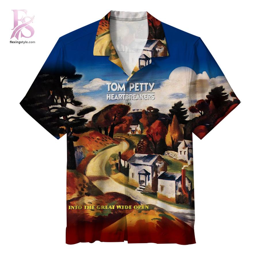 Tropical Hawaiian shirt with vibrant floral patterns and relaxed summer fit Tom Petty The Heartbreakers Into the Great Wide Open Hawaiin Shirt 1