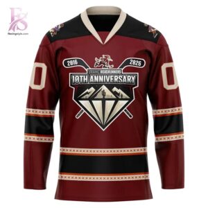 Stylish display of Tucson Roadrunners 10th Anniversary Hockey Jersey 2 1 with clean details and trendy look.