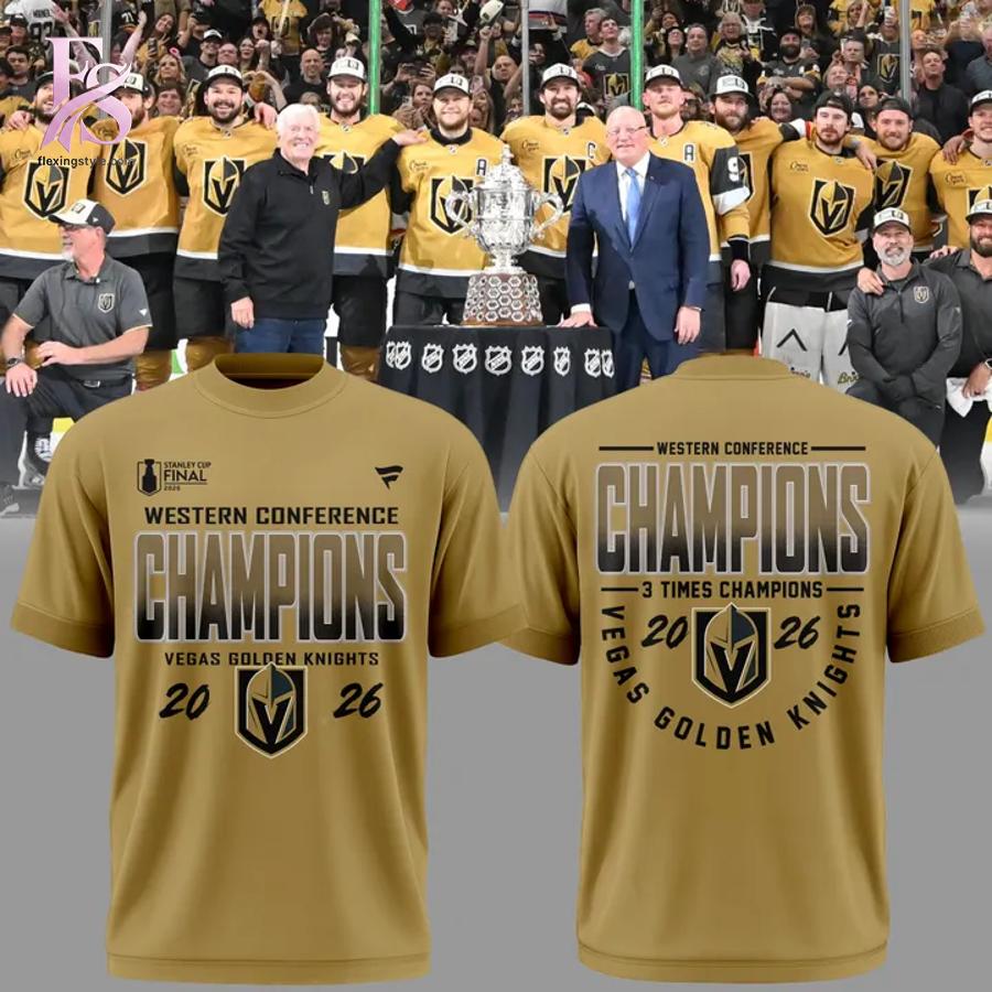 Stylish Vegas Golden Knights WESTERN CONFERENCE CHAMPIONS 2026 Shirt 3 with a modern look and comfortable everyday appeal.