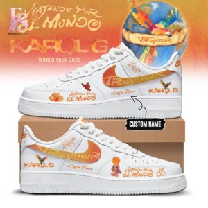 Stylish Viajando Por El Mundo Tropitour 2026 Karol G Air Force Shoes 1 with a modern look and comfortable everyday appeal.