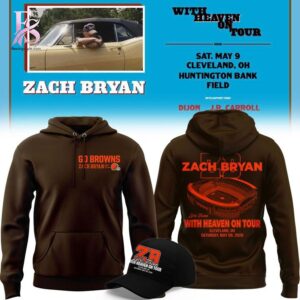 Stylish Zach Bryan Cleveland Browns WITH HEAVEN ON TOUR Hoodie 1 product with smooth finish and modern casual look.
